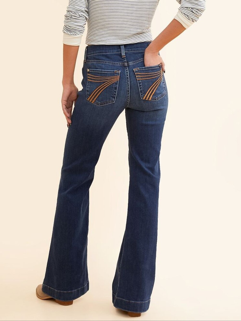 7 For All Mankind Tailorless Dojo Jeans Flare Leg Stretch Trouser Denim Size 30